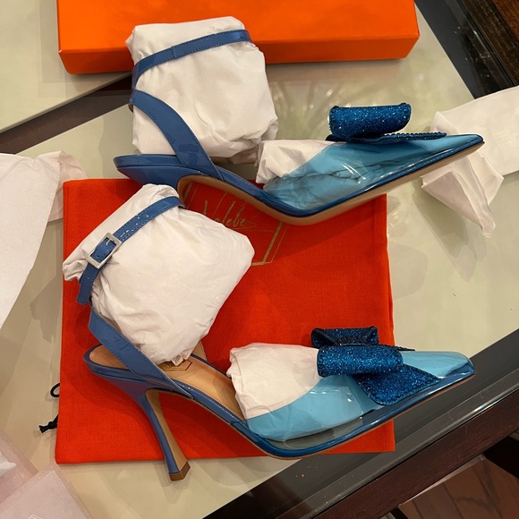Nalebe Diamante Bow Pumps in Blue - Picture 3 of 8